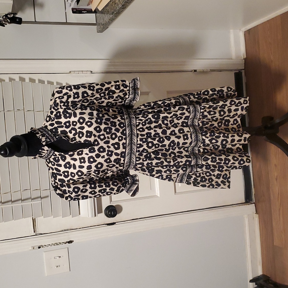 Gretchen Scott Designs Black and Tan Patterned Dress